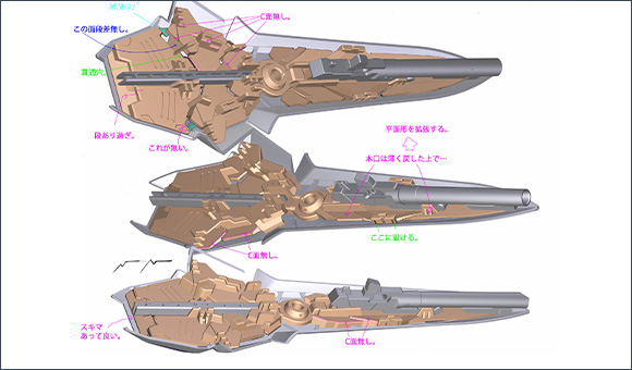 由光束斧組裝成光束薙刀,還可裝在護盾上!替換組裝機構的樂趣無窮
